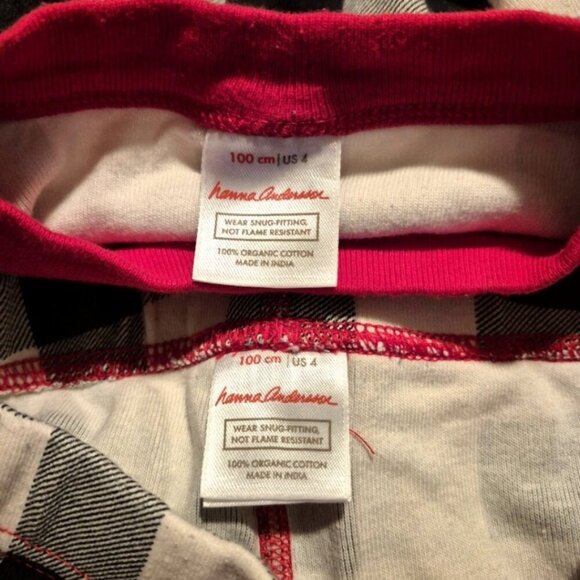 Hanna Andersson boys or girls size 100 or 4 gingham pajama set, red black white - Picture 7 of 8